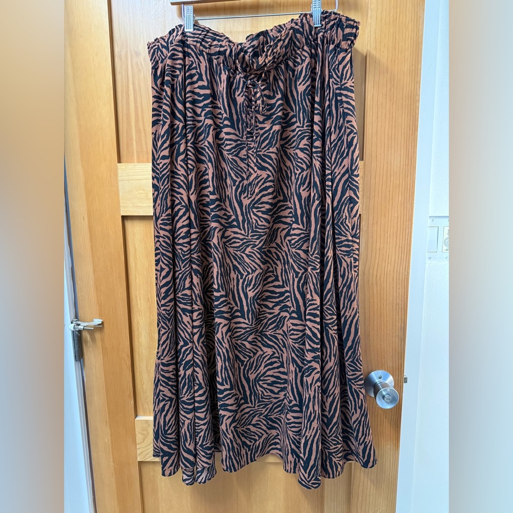 City Chic Black & Brown Zebra Print Maxi Skirt